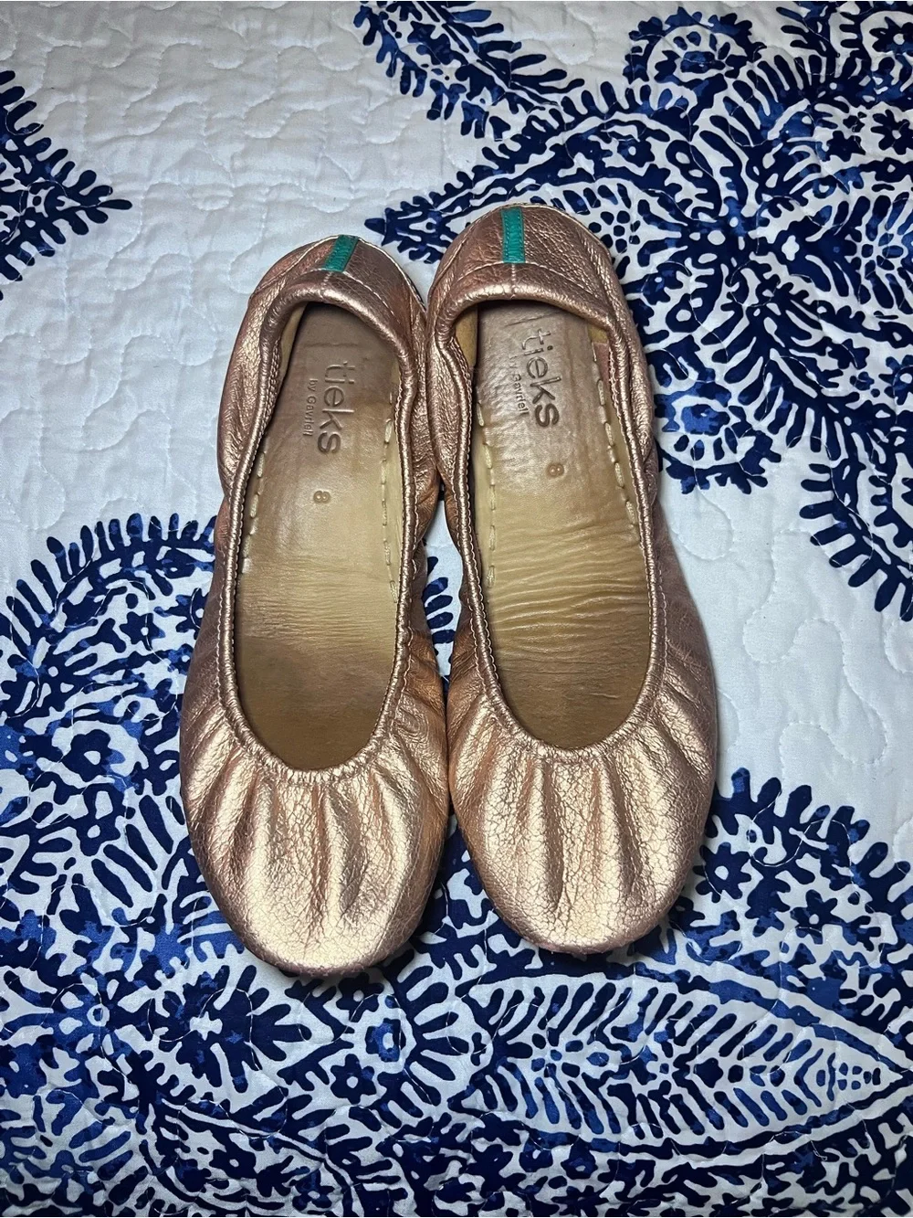 Tieks Rose Gold Glam leather ballet flats